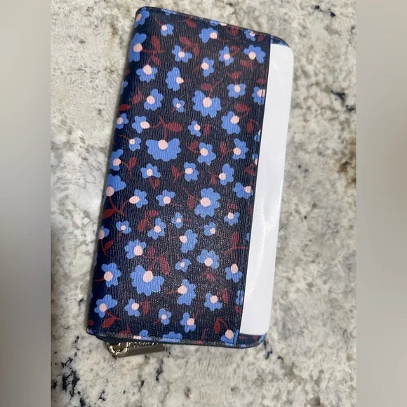 Kate Spade Blue and Red Floral Wallet W 4.75 L8 - Picture 2 of 15